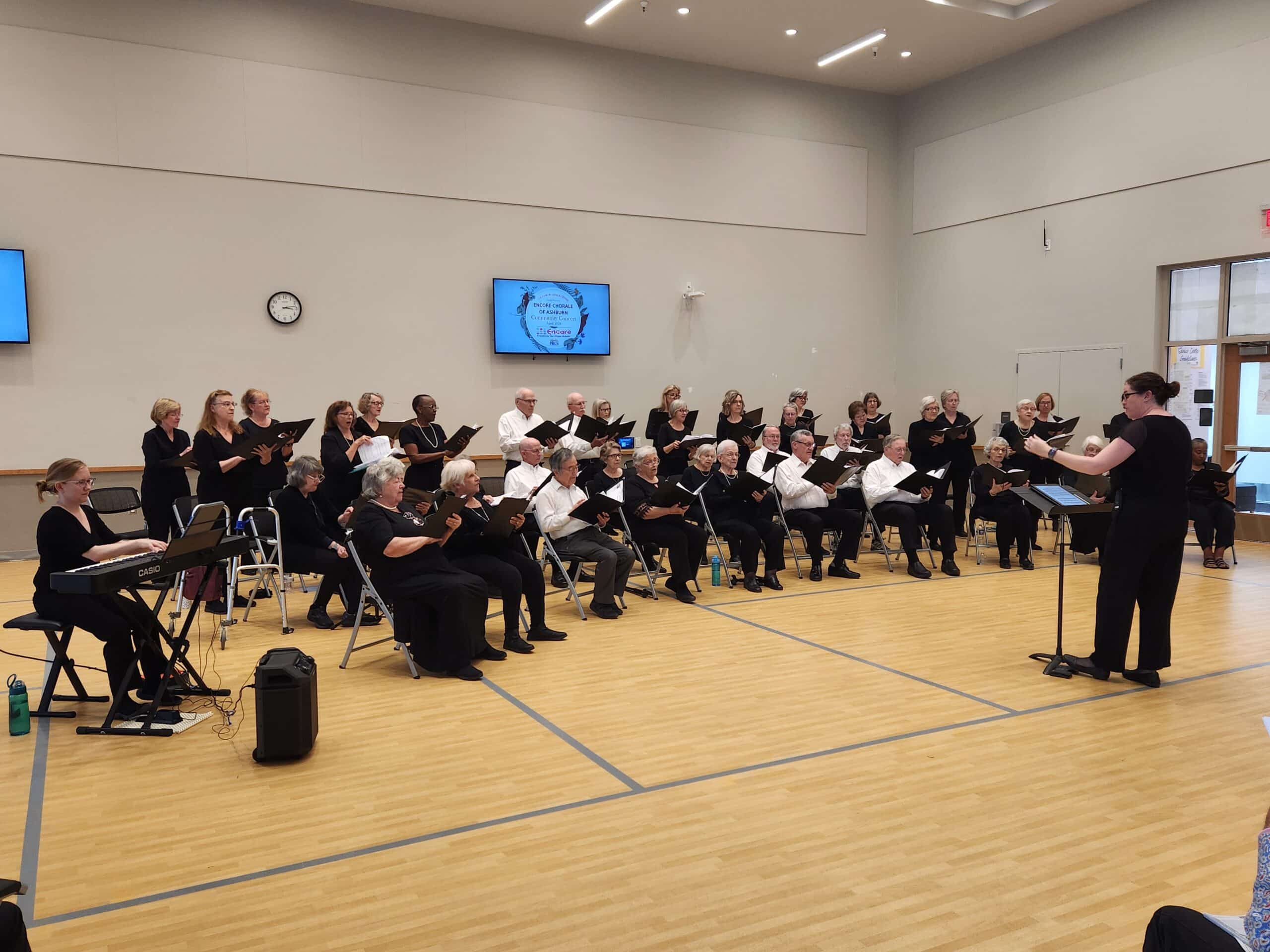 Encore singers from the Encore Chorale of Ashburn perform at the Ashburn Senior Center in spring 2024