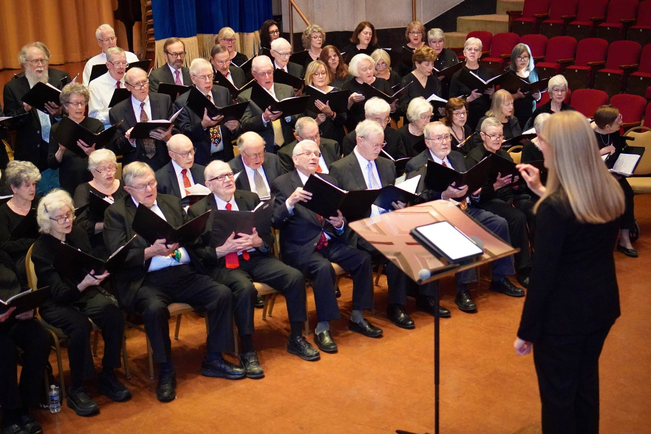 Encore singers from the Encore Chorale of Goodwin House Bailey's Crossroads, Arlington, and Alexandria perform a concert at George Washington Masonic Memorial.